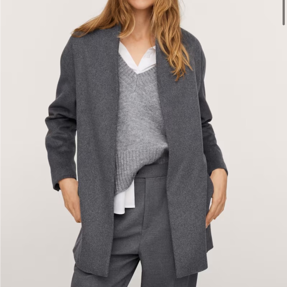 Mango Recycled Wool Blend Belted Jacket